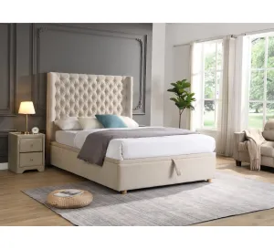 Hanna Ottoman Double Bed Beige