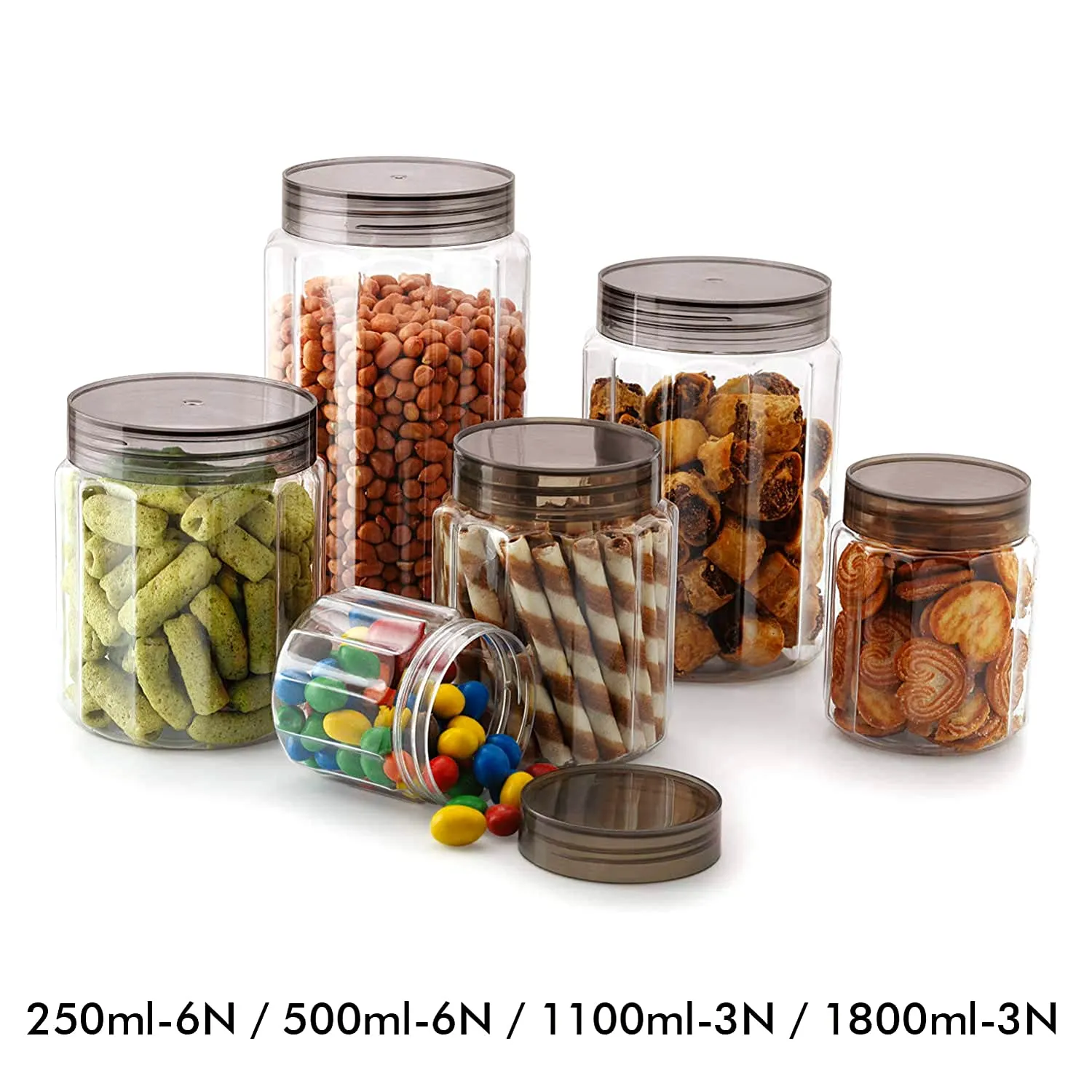 Heart Home Plastic Containers, Set of 18 (Brown)