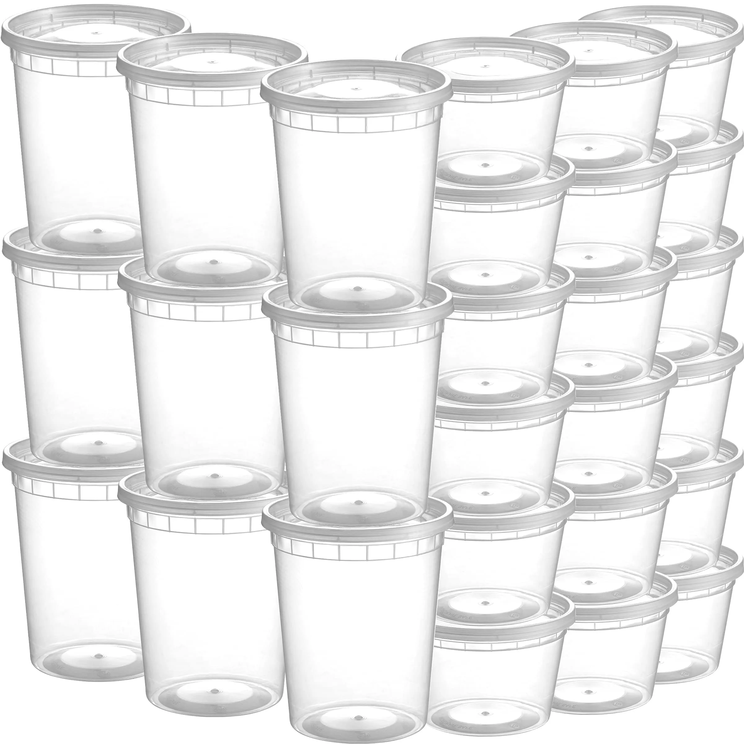 JoyServe Deli Food Containers with 54 Lids - (48 Sets) 24-32 Oz Quart Size & 24-16 Oz Pint Size For Airtight Takeout Meal Prep Storage, BPA-Free, Dishwasher, Microwave Safe