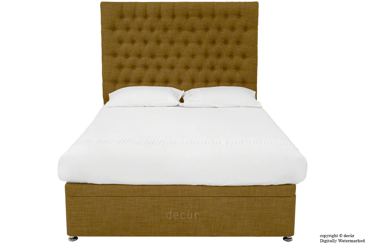 Kensington Linen Upholstered Ottoman Bed - Coffee