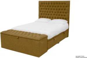 Kensington Linen Upholstered Ottoman Bed - Coffee