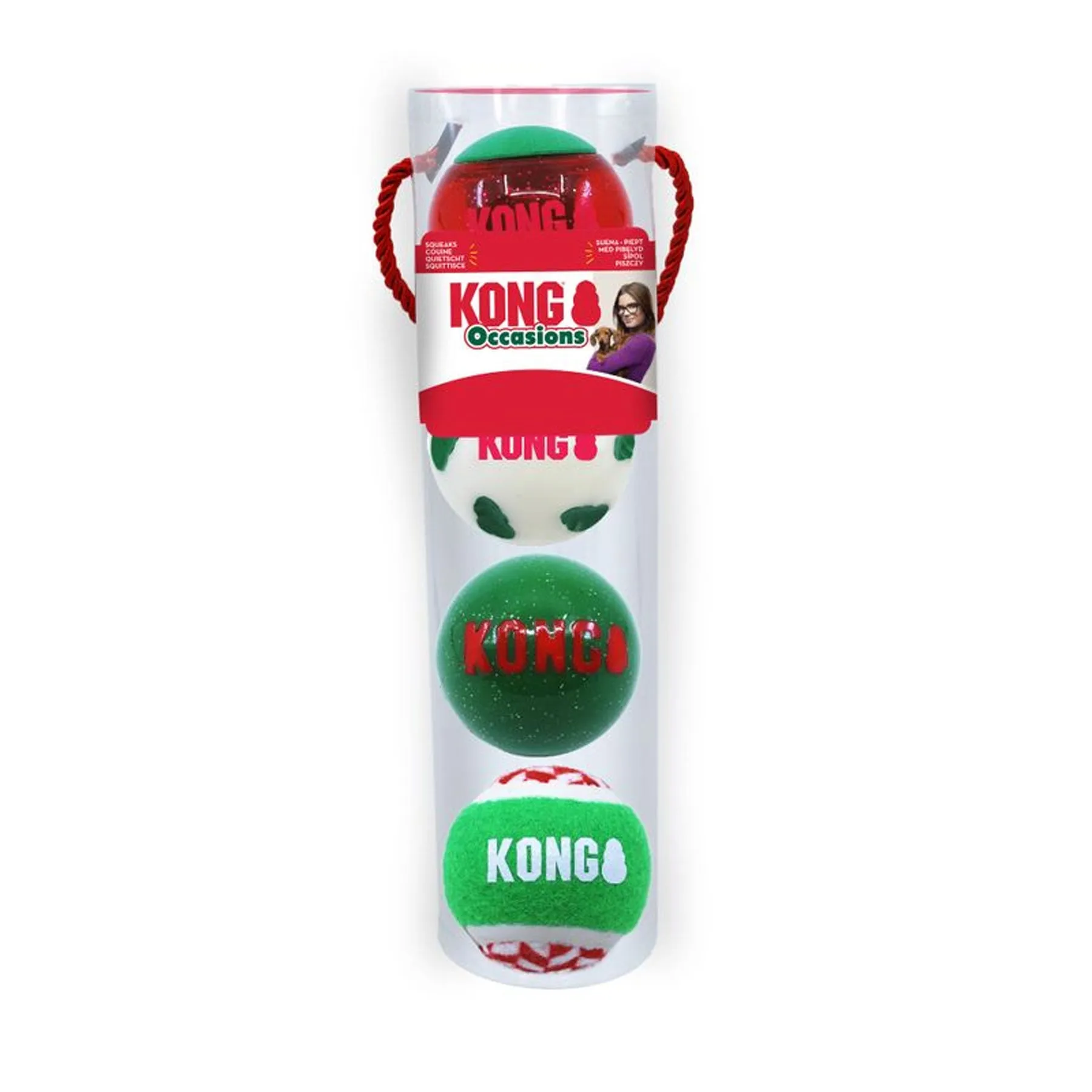 KONG Holiday Occasions Balls 4 Pack