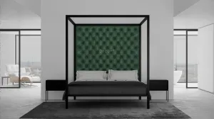 Leather Four Poster Bed - Green