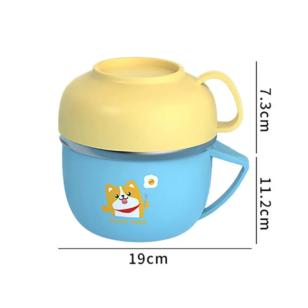 Light Blue Big size, Foxy Dual Handle Soup and Noodles Lunch Box with matching Cover