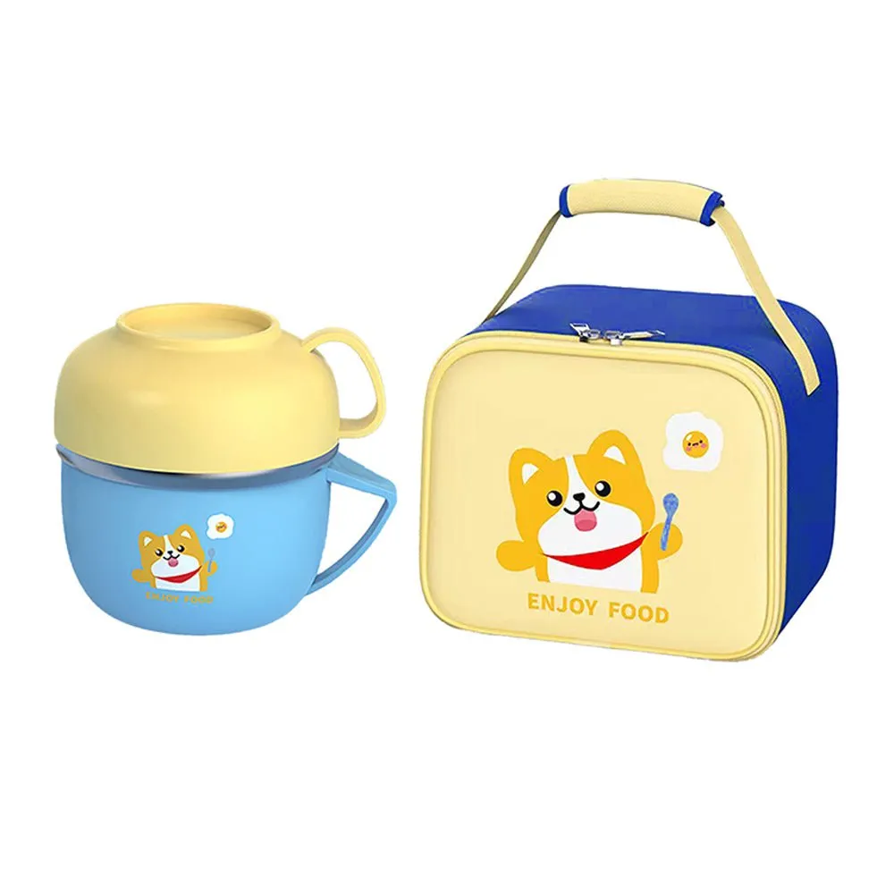 Light Blue Big size, Foxy Dual Handle Soup and Noodles Lunch Box with matching Cover