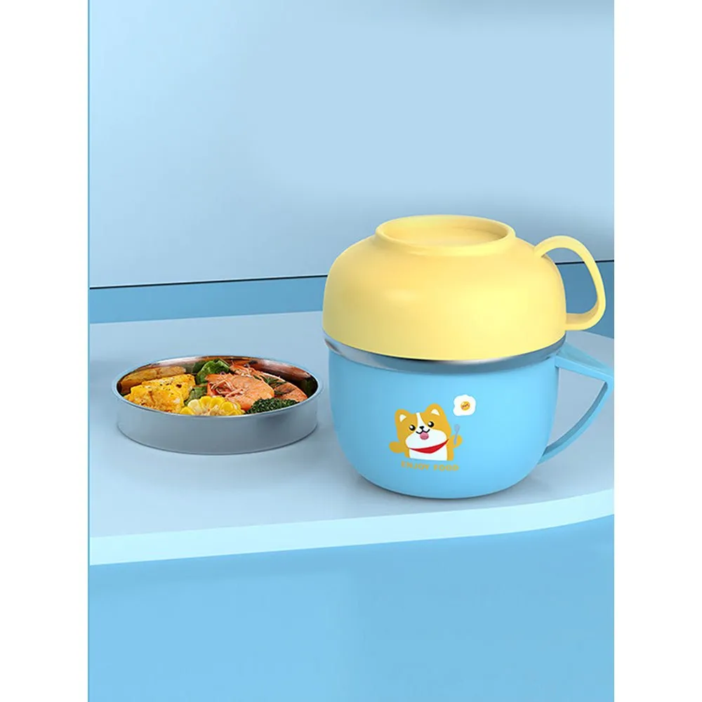 Light Blue Big size, Foxy Dual Handle Soup and Noodles Lunch Box with matching Cover