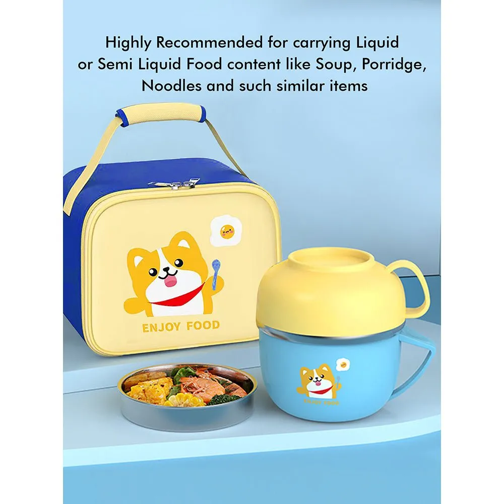 Light Blue Big size, Foxy Dual Handle Soup and Noodles Lunch Box with matching Cover