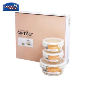 Lock & Lock Clear Glass Container 3pcs Gift Set