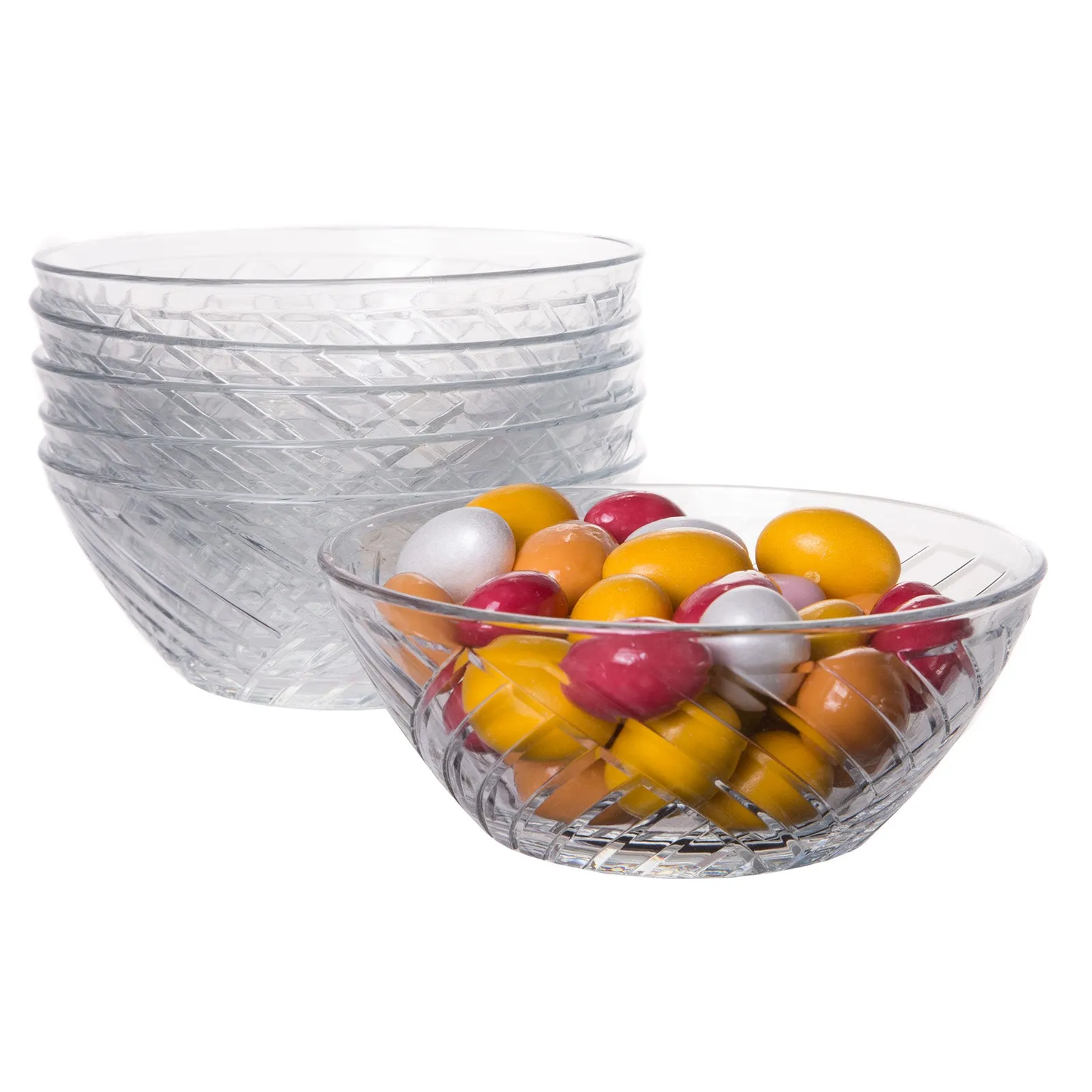 Mini Glass Multipurpose Prep and Serving Bowls, Crystal Clear, Set of 6, 5-inch, 10 oz