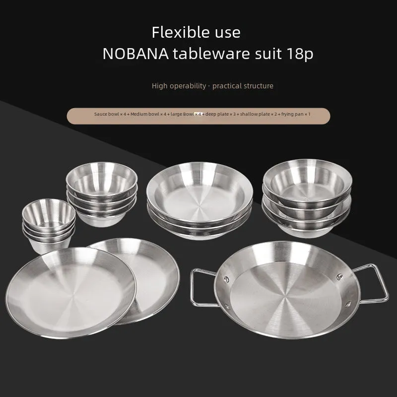 NOBANA Outdoor 18-Piece Stainless Steel Plate Set