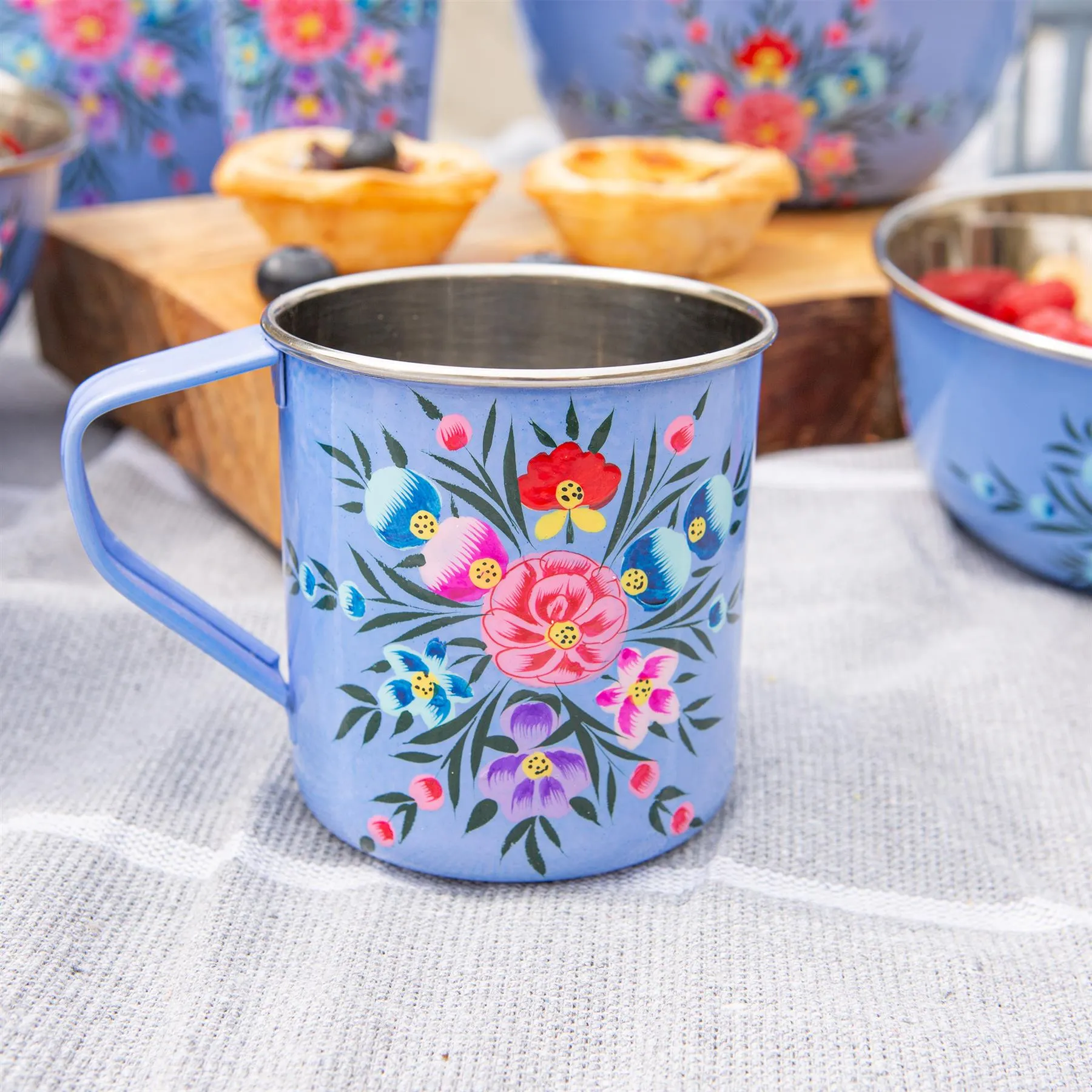 Pansy 450ml Hand-Painted Camping Mugs - Pack of Six - By BillyCan