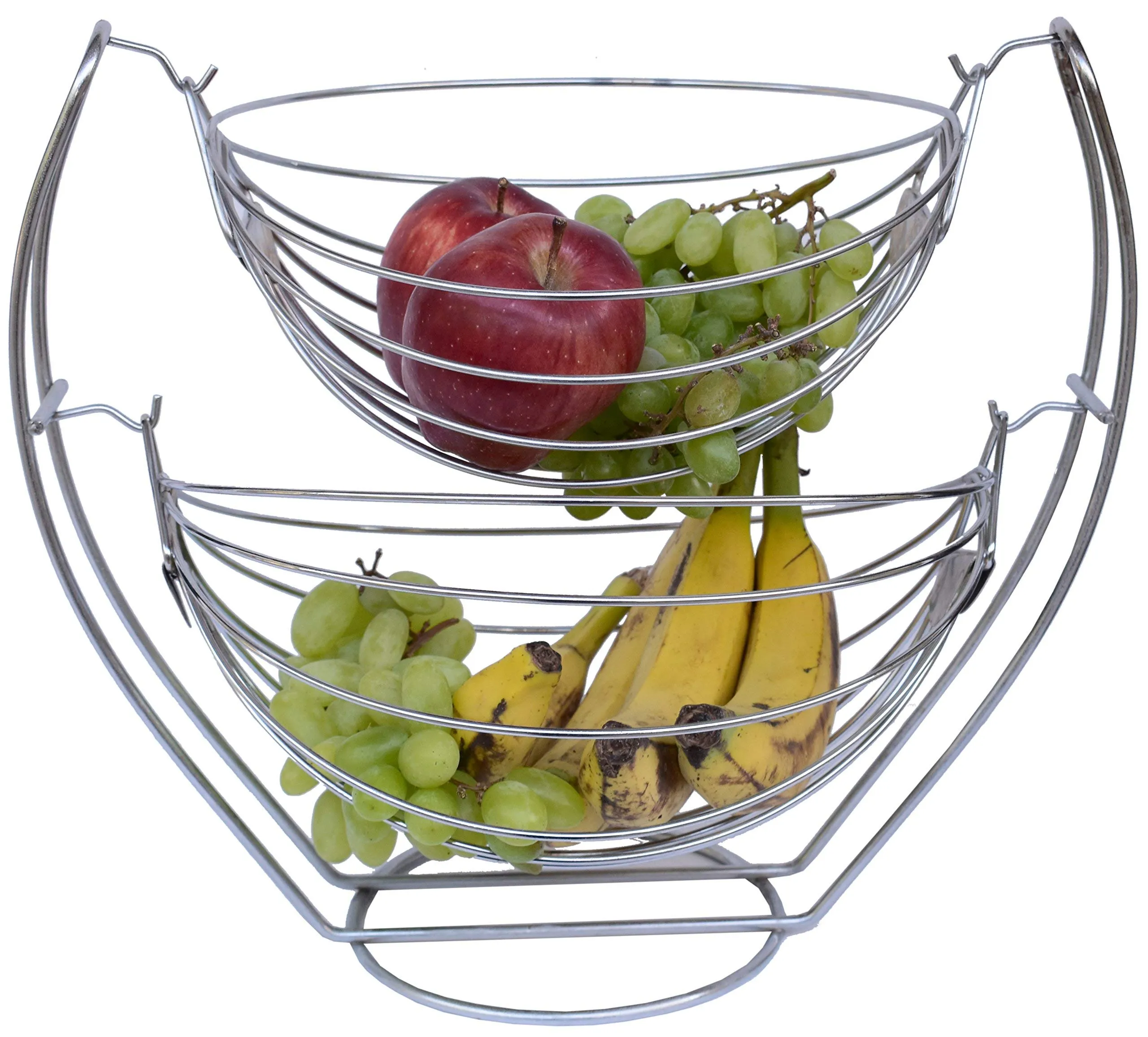 Planet Stainless Steel Double Step Swing Fruit & Vegetable Basket for Kitchen / Fruit Basket for Dining Table / Fruit & Vegetable Storage Basket