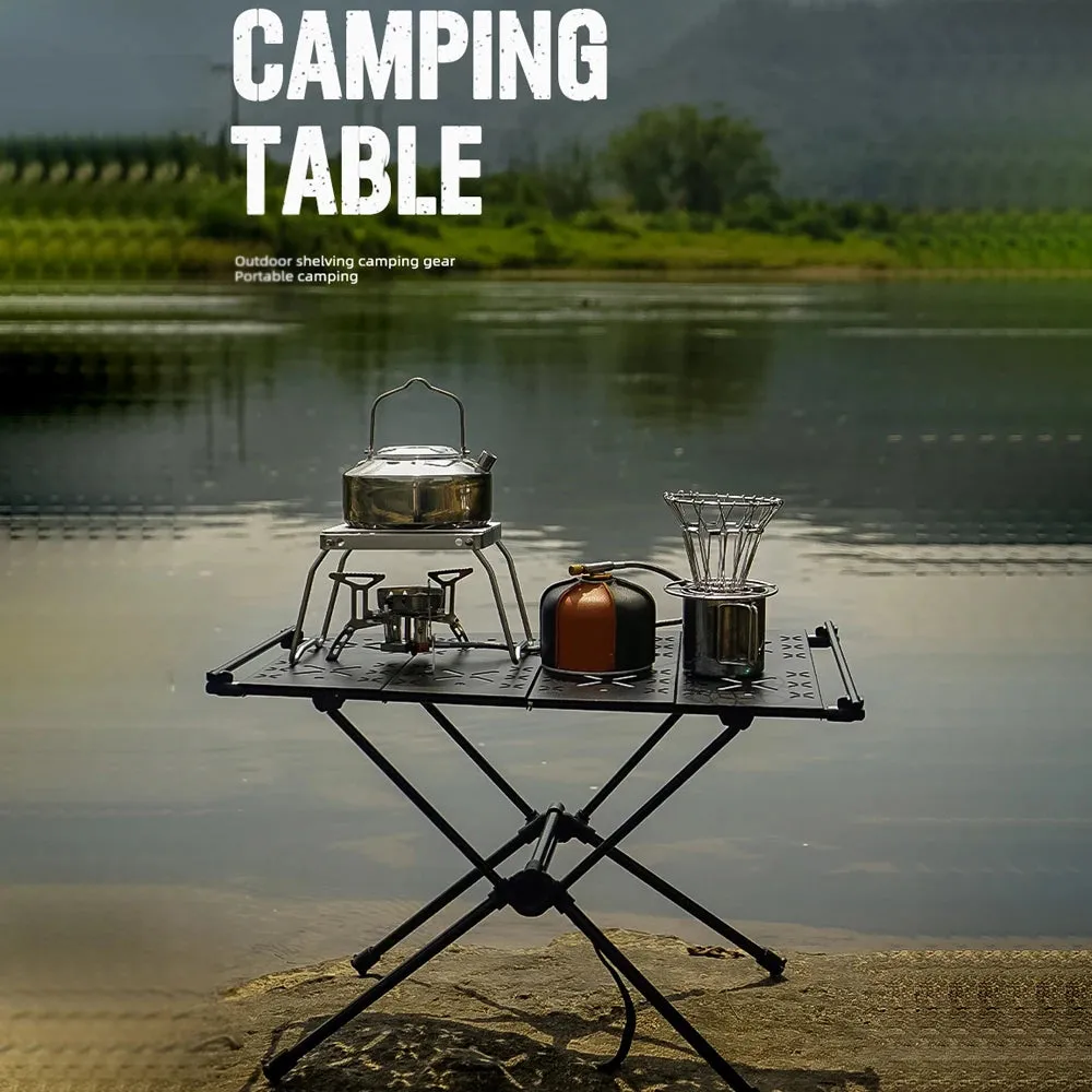 Portable Aluminum Alloy Folding Table Multifunction Ultralight Barbecue Camping Table Hiking Roll-Up Desk with Storage Bag