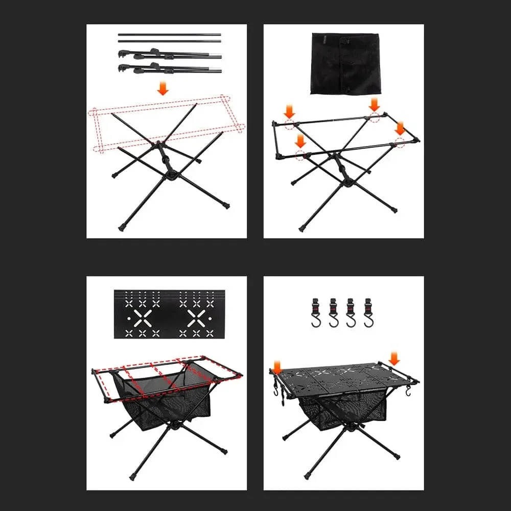 Portable Aluminum Alloy Folding Table Multifunction Ultralight Barbecue Camping Table Hiking Roll-Up Desk with Storage Bag