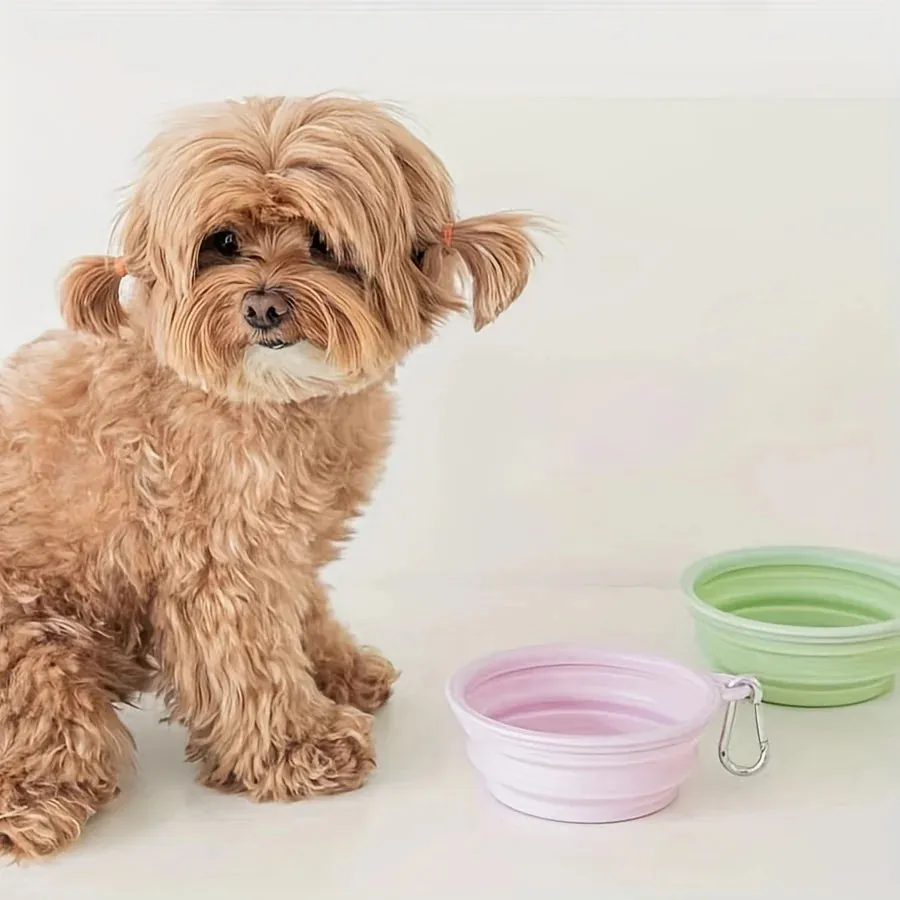 Portable Folding Dog Bowl – Silicone Food & Water Container for Travel