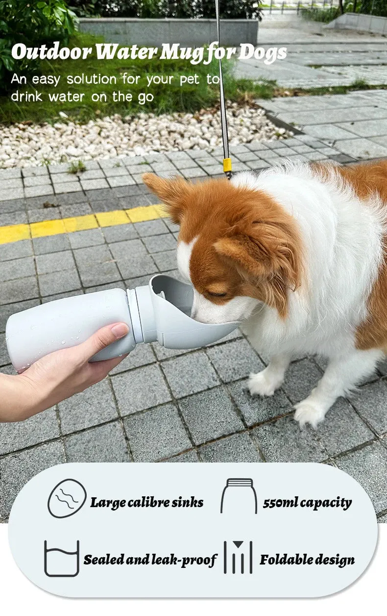 Portable Folding Pet Water Bottle 550ml for Outdoor Walking and Travel