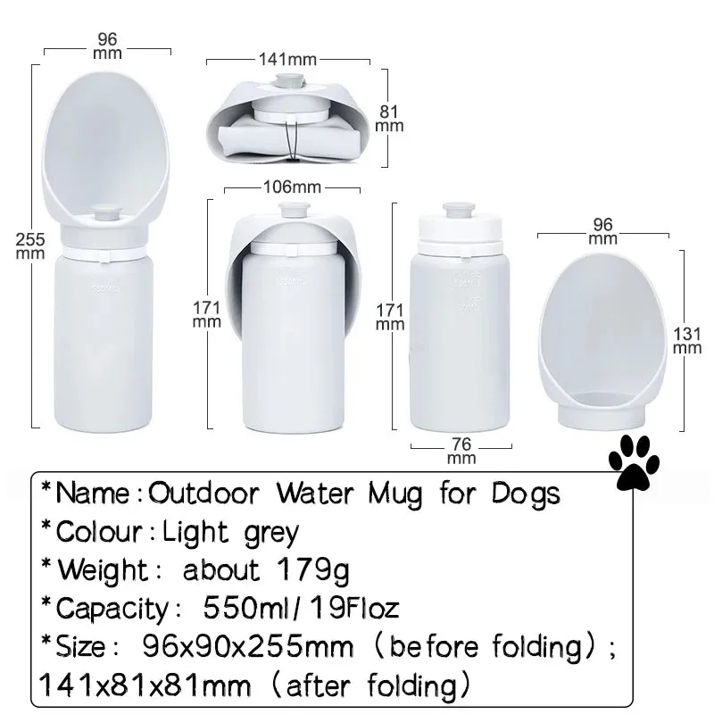 Portable Folding Pet Water Bottle 550ml for Outdoor Walking and Travel