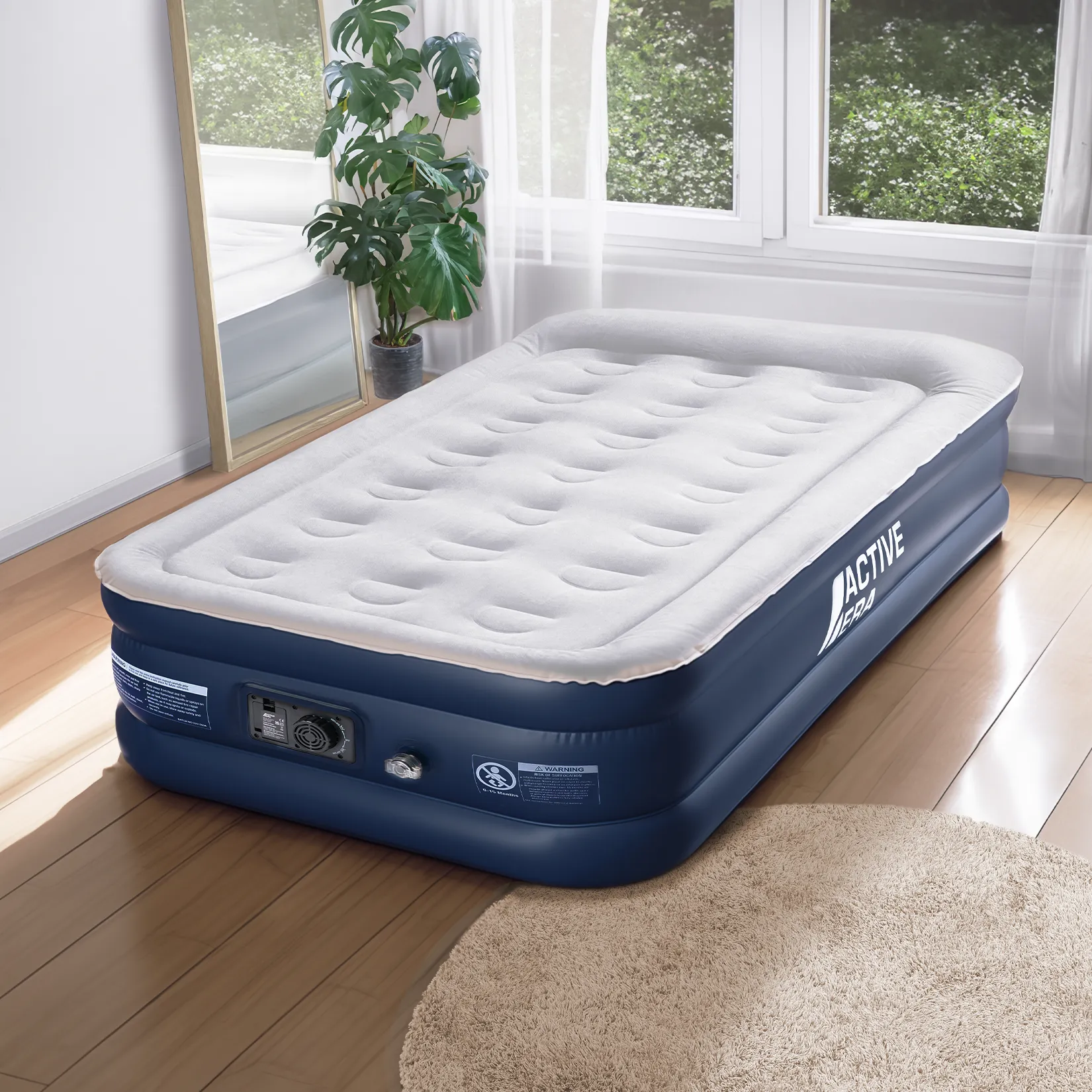 Premium Single Air Bed – Grey/Navy