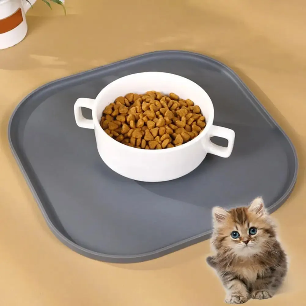 Silicone Waterproof Pet Feeding Mat with Anti-Spill Edges