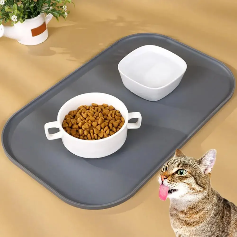 Silicone Waterproof Pet Feeding Mat with Anti-Spill Edges