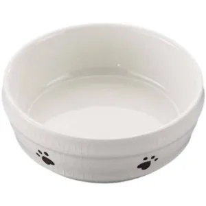 Spot Ceramic Ivory Crackle Paw Print 5" Dog or Cat Dish - 1 count