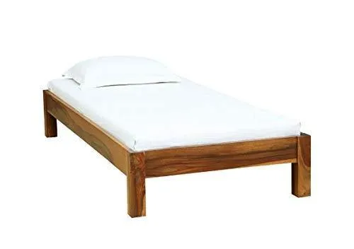 Steppin Solid Wood Single Size Bed for Bed Room | Solid Wood Low Height Bed | Sheesham Wood, Honey Finish