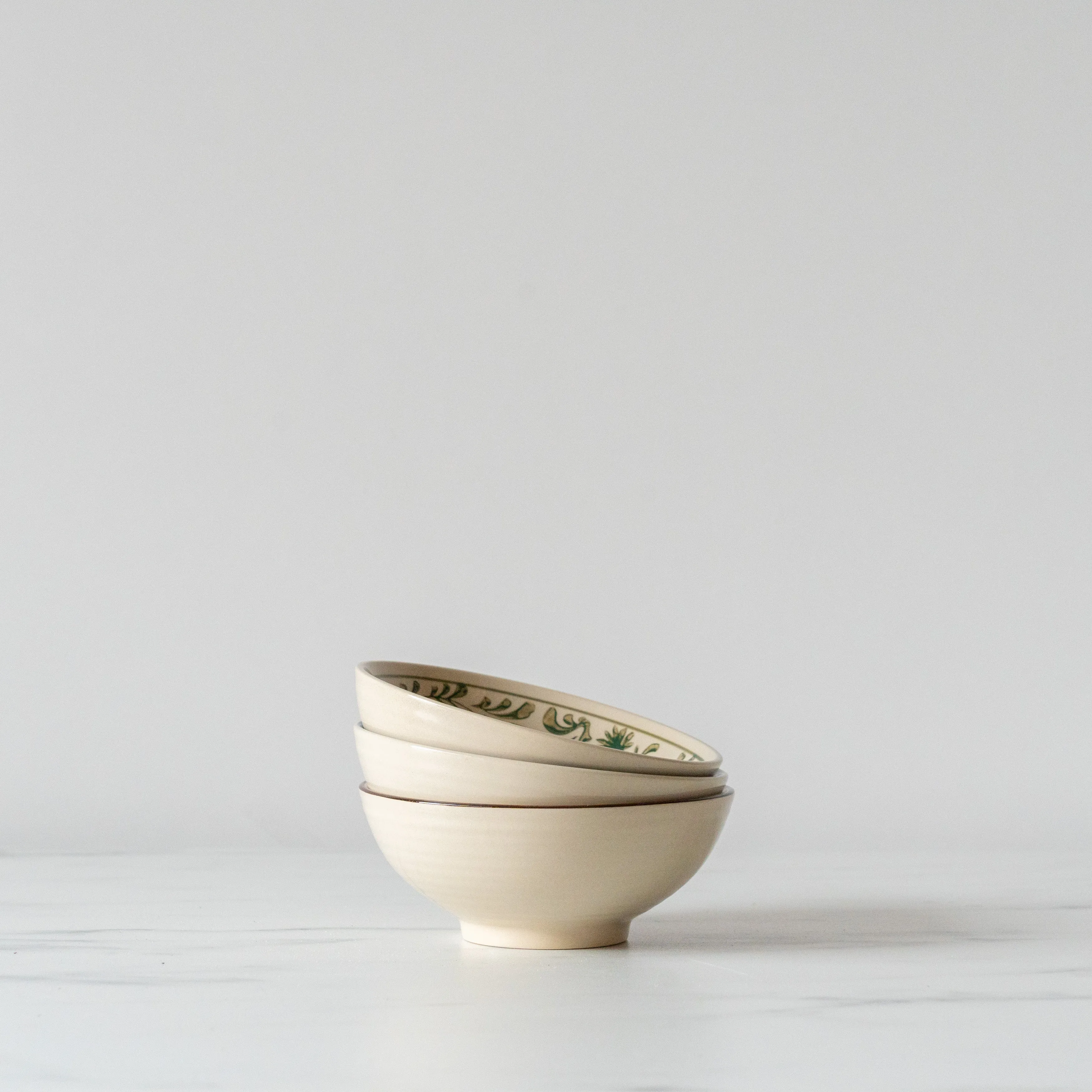 Stoneware Bowls with Hand-Painted Designs