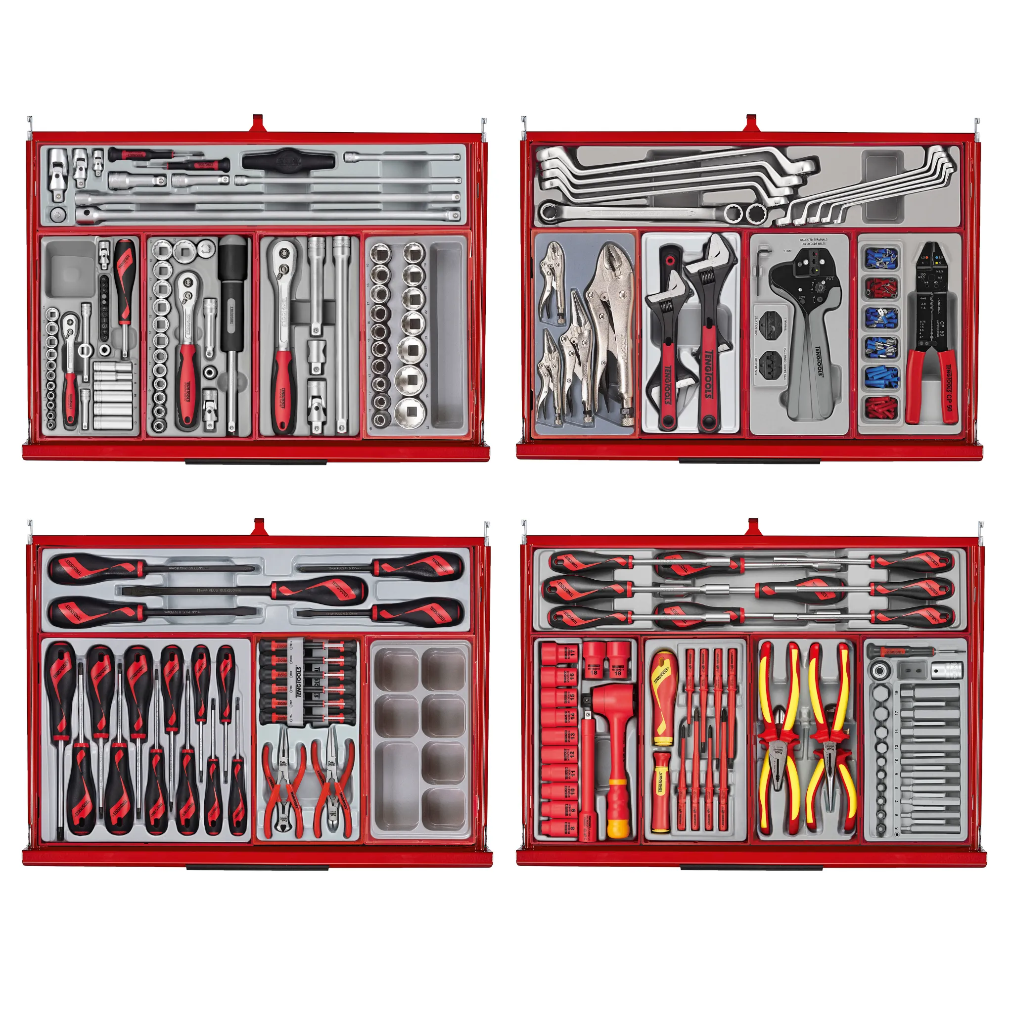 Teng Tools 1295 Piece PRO35 53 Inch Wide Red Monster Mega Master Hand Tool Kit - TKS53R1295T