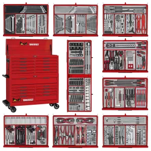 Teng Tools 1295 Piece PRO35 53 Inch Wide Red Monster Mega Master Hand Tool Kit - TKS53R1295T