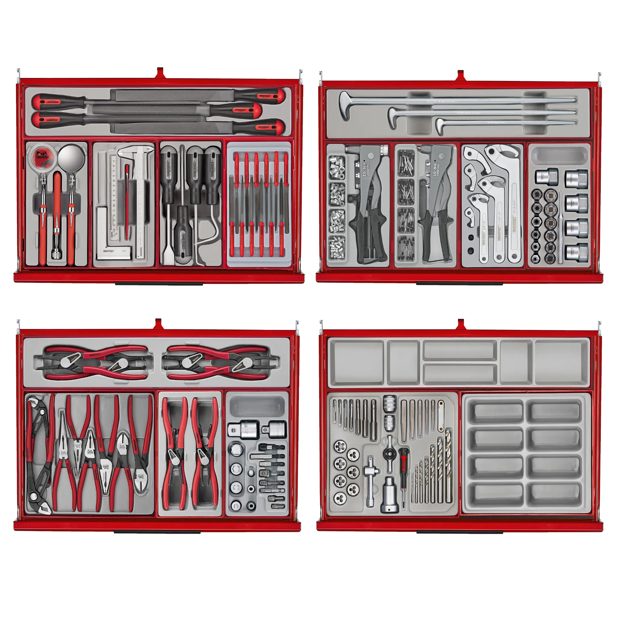 Teng Tools 1295 Piece PRO35 53 Inch Wide Red Monster Mega Master Hand Tool Kit - TKS53R1295T