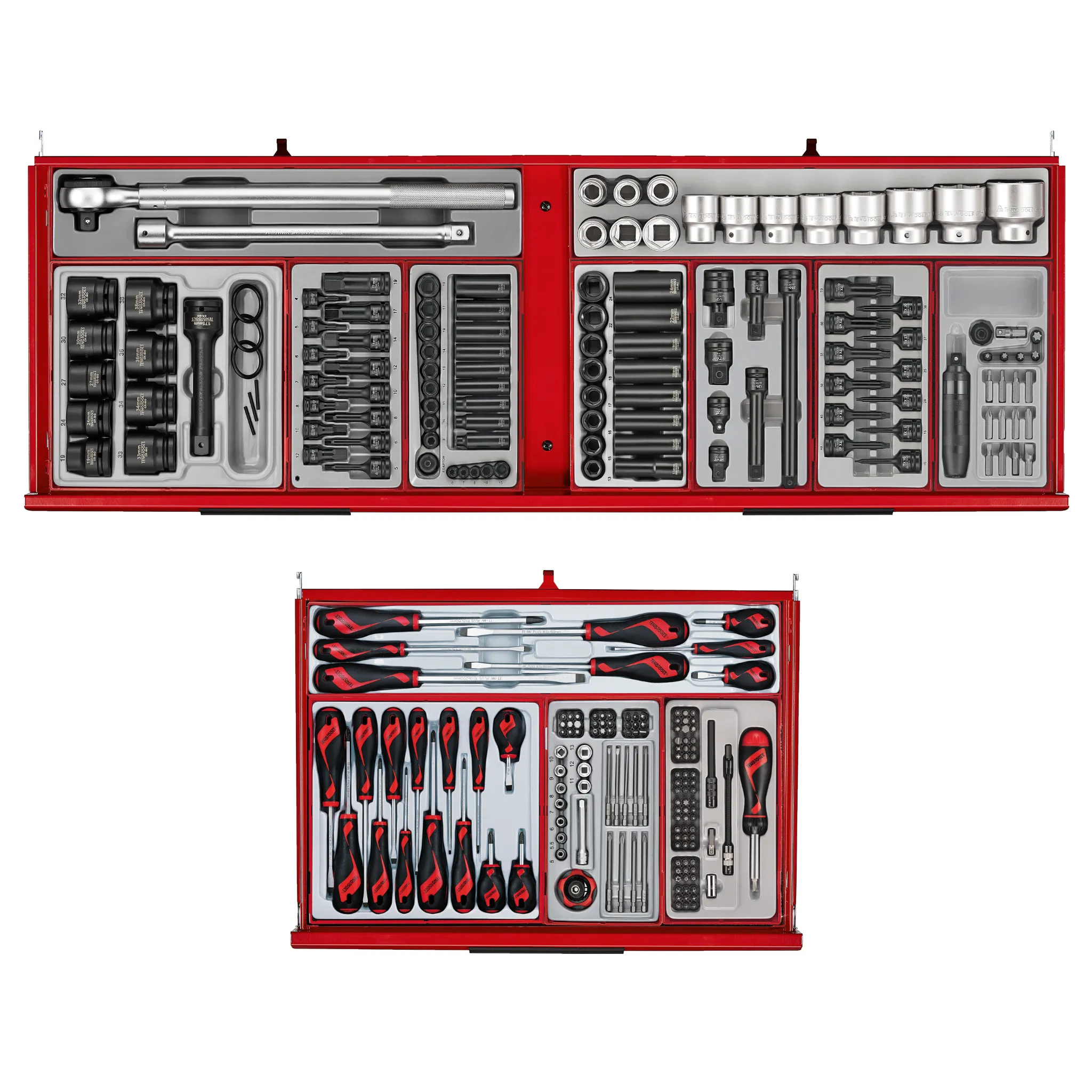 Teng Tools 1295 Piece PRO35 53 Inch Wide Red Monster Mega Master Hand Tool Kit - TKS53R1295T