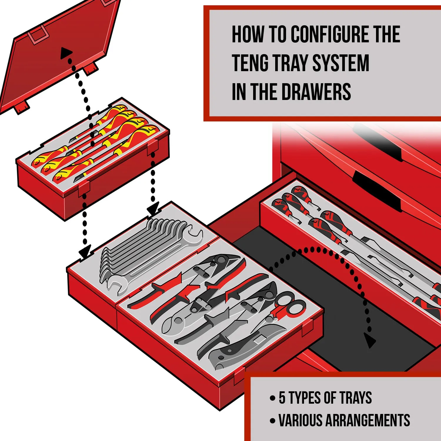 Teng Tools 6 Piece 12 Point Double Ended RORS Offset Reversible Ratcheting Ring Wrench Set - TTRORS