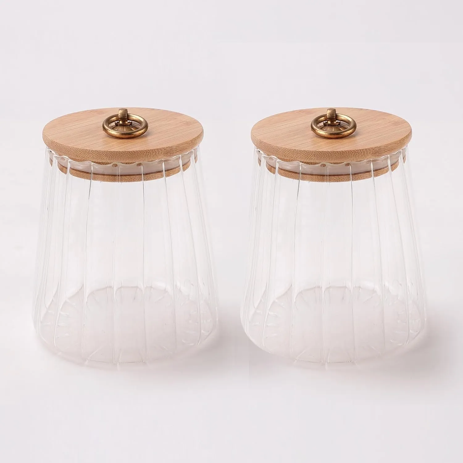 UMAI Borosilicate Glass Jar with Bamboo Lid | Kitchen Organizer Items and Storage | Multi-utility, Leakproof, Airtight Storage Jar for Cookies, Snacks, Tea, Coffee, Sugar | Set of 2 (620ml)