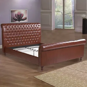 Upholstered Queen Size Sleigh Bed