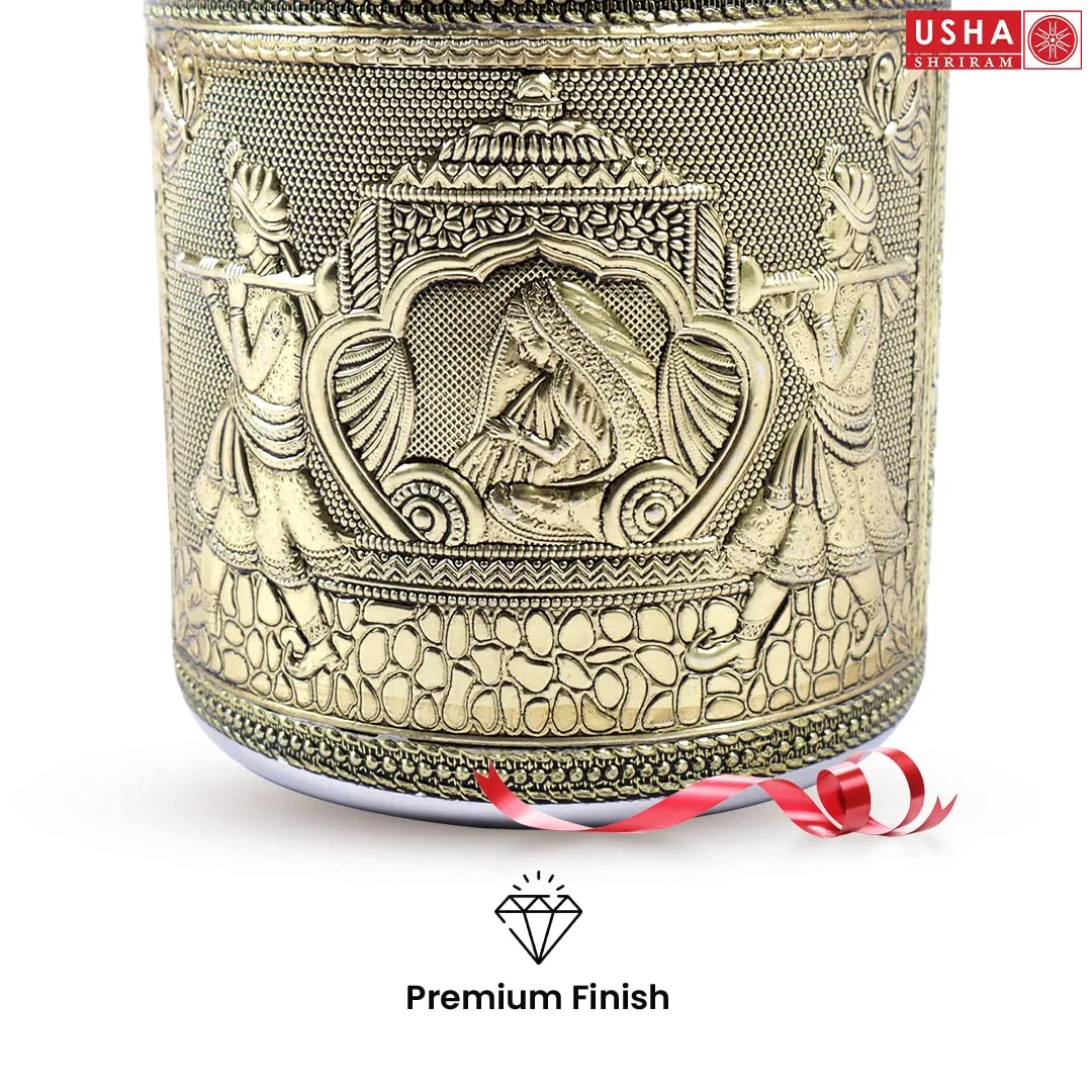 USHA SHRIRAM Stainless Steel Crafted Storage Box (800ml, 1200ml, 1600ml - 2 each) |Gift Set | Kitchen Storage Organiser | Dabba For Kitchen | Rust Proof | Multi Purpose Box (Ambrose)