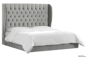 Vienna Velvet Upholstered Winged Bed - Dove