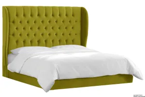 Vienna Velvet Upholstered Winged Bed - Grass