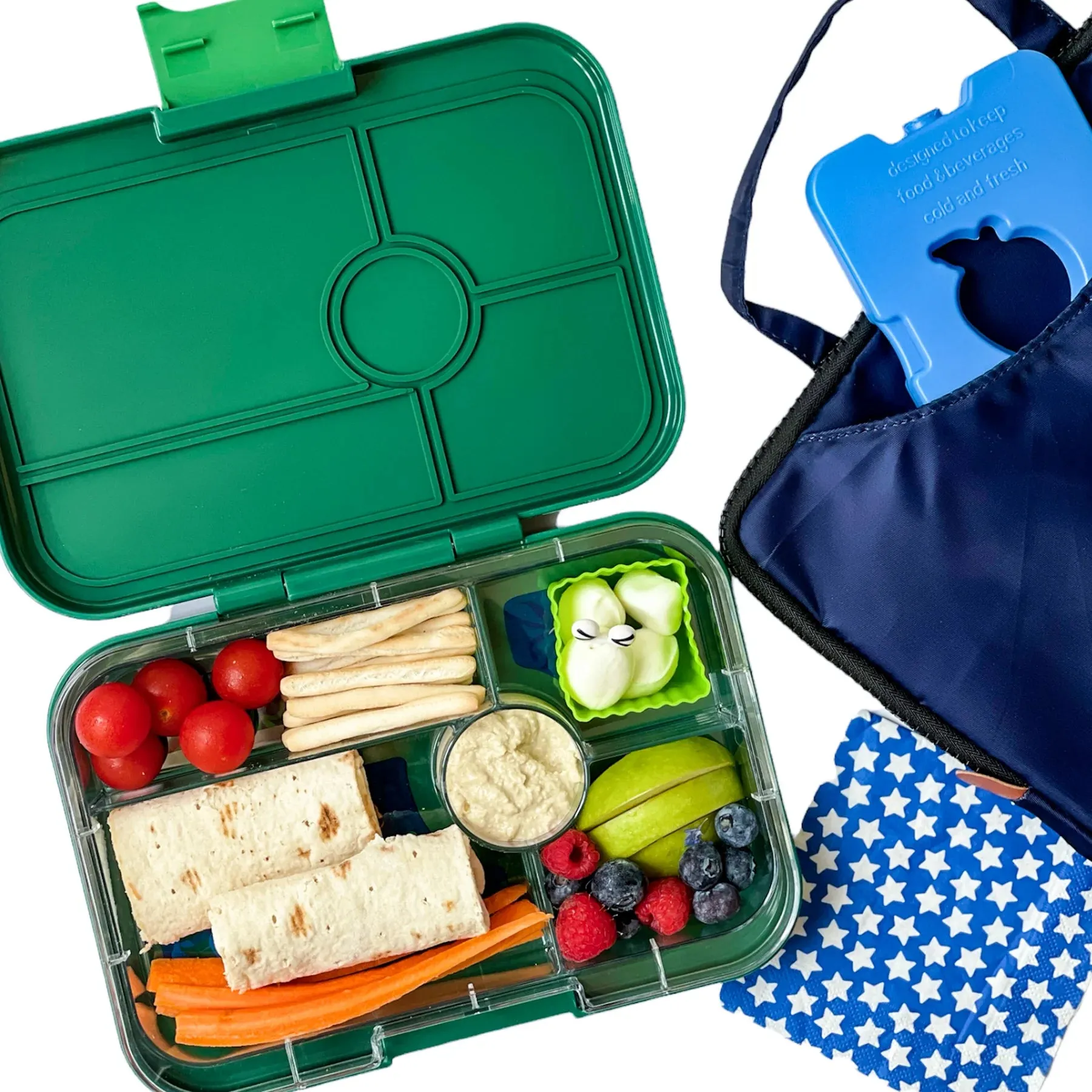 YUMBOX LEAKPROOF - TAPAS GREENWICH GREEN - 5 COMPARTMENT - JUNGLE TRAY - LARGEST BENTO